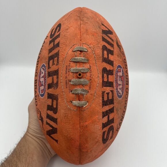 Vintage SHERRIN AFL Genuine Australian Leather Football Kangaroo Brand Size 4 - Picture 7 of 16
